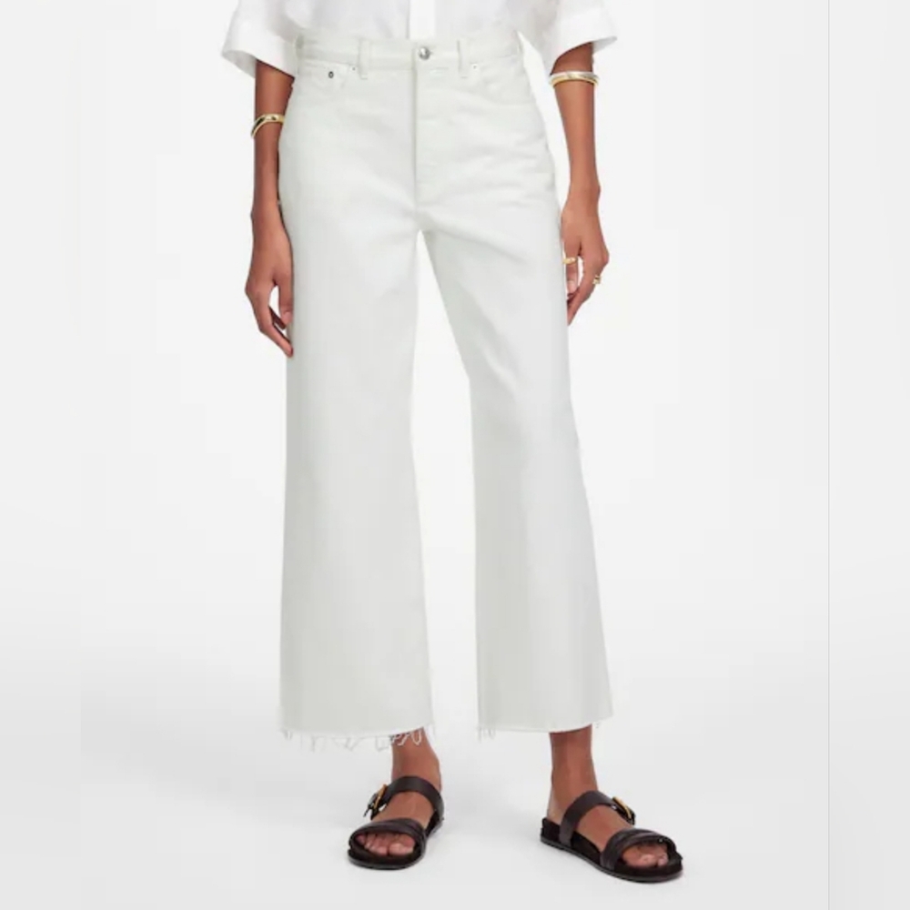 Madewell White Cropped Wide-Leg Jeans